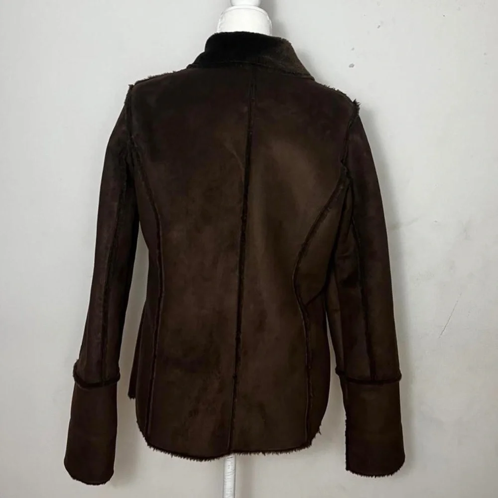 Brown faux fur suede coat - Picture 4 of 4